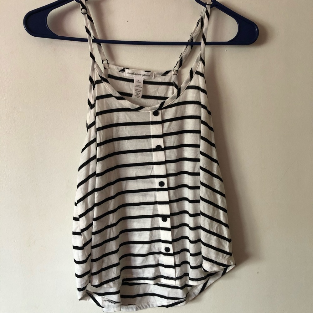 Black and white striped tank